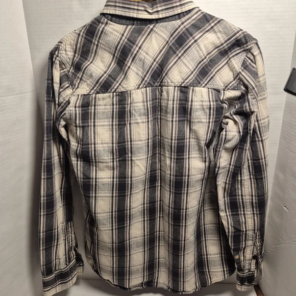 Harley Davidson Men's Black Plaid Long Sleeve Button Down Flannel Shirt SZ LG - Picture 4 of 10